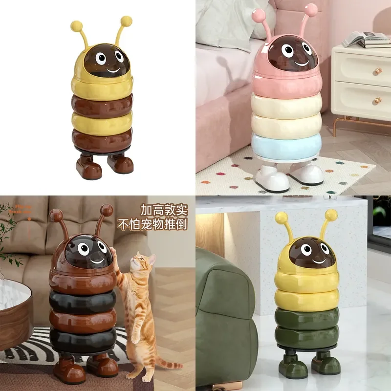Removable Lid Cartoon Trash Bin Large Capacity Creative Storage Bucket for Living Room Bedroom Household Waste Container