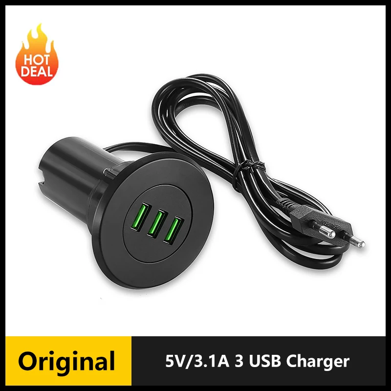 Fast Charging 5V/3.1A 3 USB Charger Desktop Hole USB Charger Portable Adapter With EU Plug for iphone for Samsung 2023 News