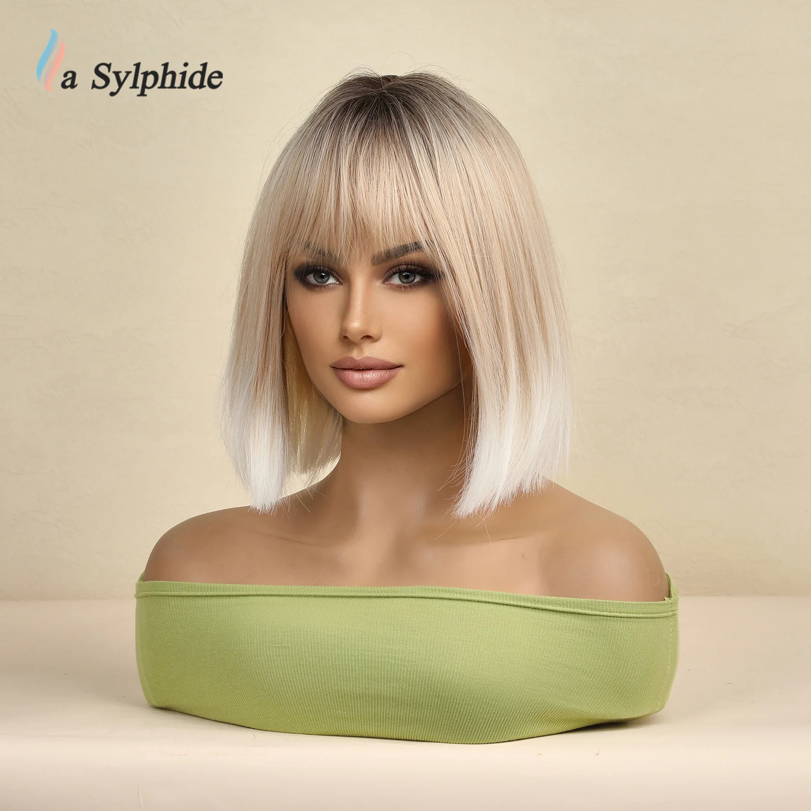 La Sylphide Bob White Blonde Wig Good Quality Short Wigs for Women Natural Daily Party Lolita Hair Heat Resistant