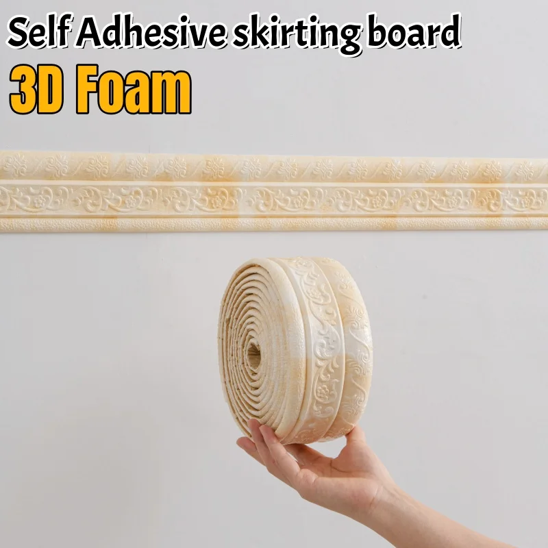 

Foam Trim Self Adhesive Skirting Board Wallpaper Border Flexible 3D Wall Edging Lines Baseboard Wall Trim Decoration Waistline