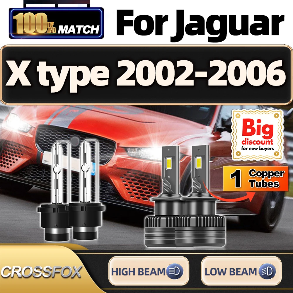 

CROSSFOX для Jaguar X type 2003 2004 2005 2006, турбо светодиодные ксеноновые лампы для фар, замена Canbus, обновленные ампулы для фар