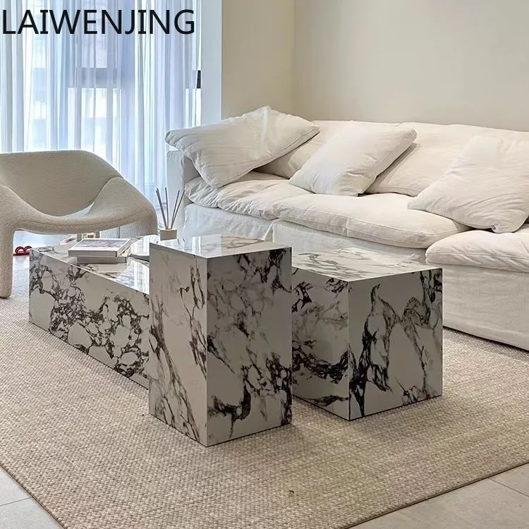 طاولة قهوة SGF من ألواح الصخور الإيطالية، مجموعة طاولة ذات حافة فاخرة وخفيفة وبسيطة