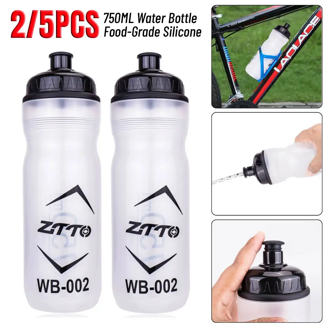 

2/5 шт. 750 мл Велосипедная бутылка для воды из пищевого силикона и полипропилена (PP5), сжимаемая, для MTB, для активного отдыха, для велоспорта