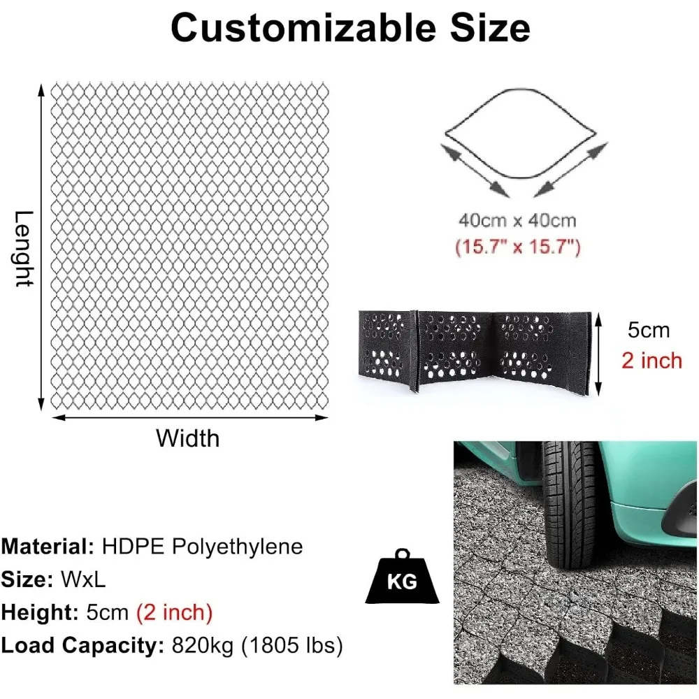 ตารางกราวด์ Geocell ขนาด 2 นิ้ว, ตารางกราวด์ Geo HDPE ตารางกรวดกราวด์, ถนนรถแล่น Geogrid, ตารางเสถียรภาพกราวด์ของระบบ Paver ซึมผ่านได้