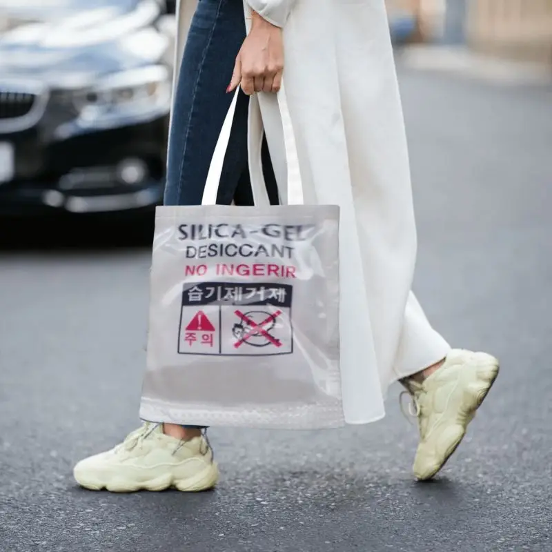 Sílica Gel Mercearia Sacolas de Compras para Mulheres, Bolsa de Grande Capacidade, Bolsa de Ombro de Lona, Por Favor Nunca Comer, Kawaii