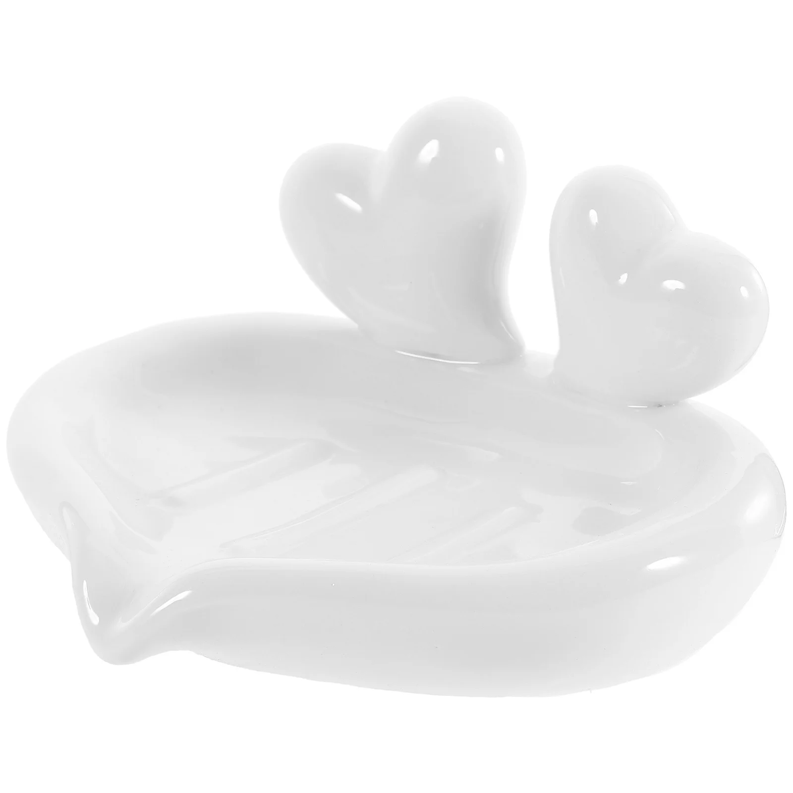 

Ceramic Soap Dish Cartoon Heart Self Draining Bathroom Kitchen Vanity Countertop Decorative Holder Self Draining Soap Dish