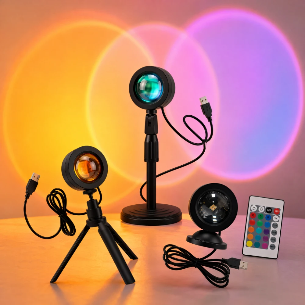 RGB-Projektorlampe, USB, 5 V, Nachtlicht mit Fernbedienung, 16 Farben, für Party-Dekoration, Schlafzimmer, Weihnachtsbeleuchtung