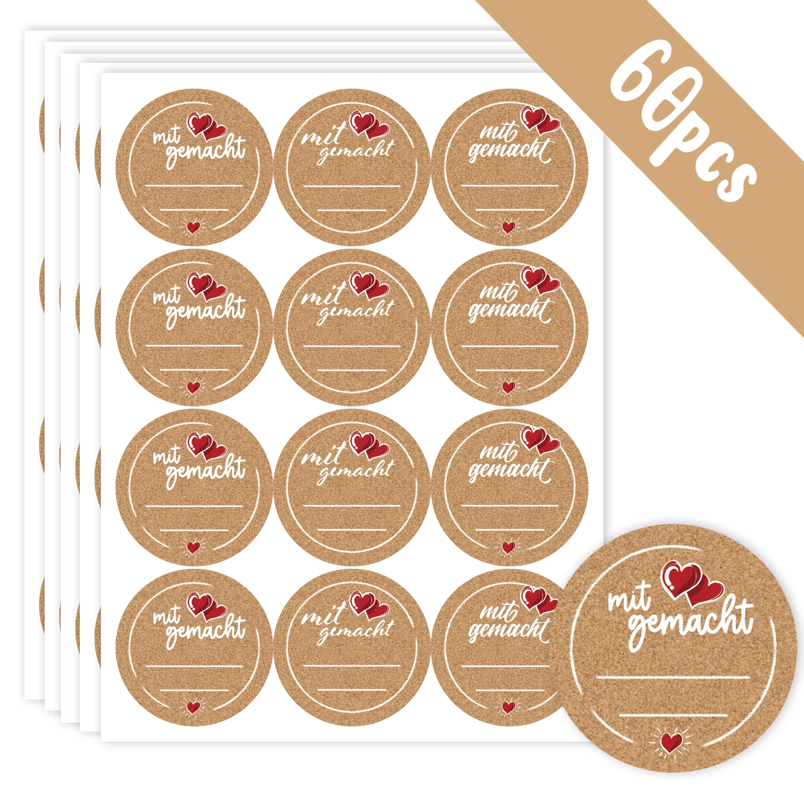 60Pcs Round Handmad…