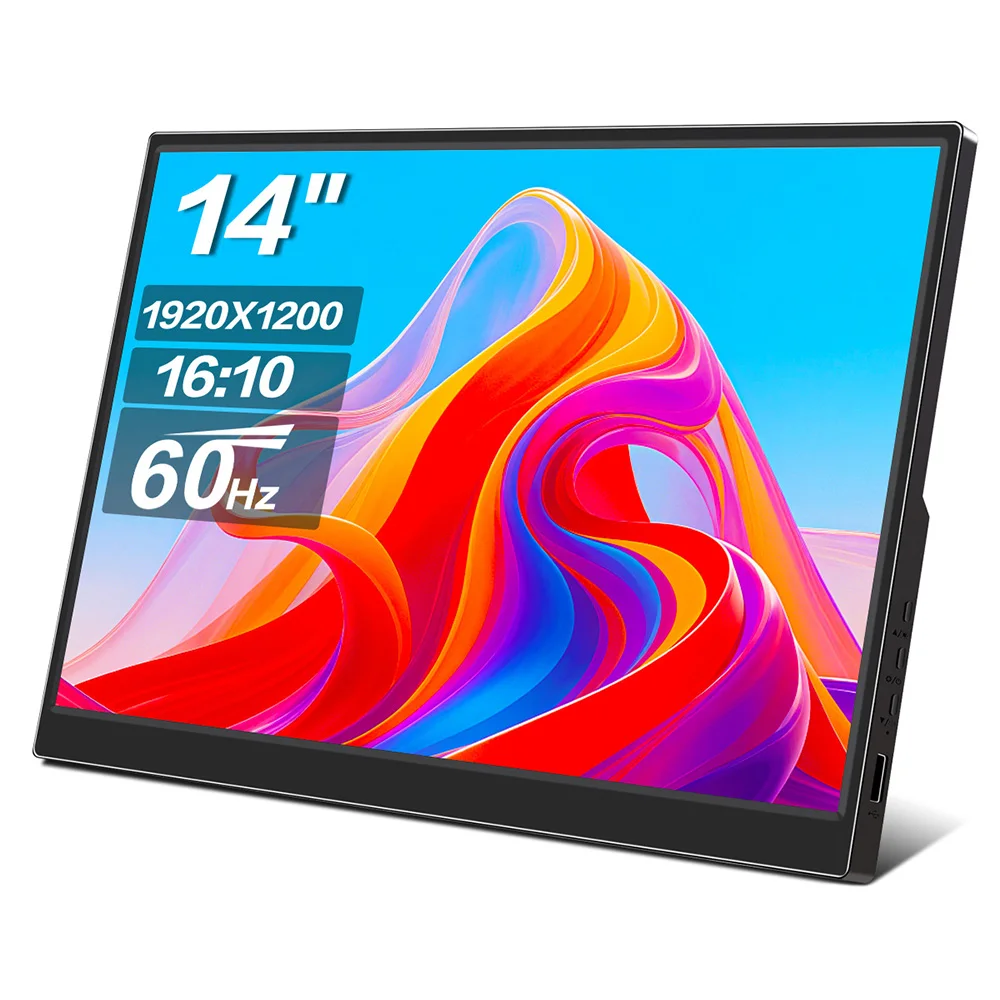 14/15.6 Portable Monitor 1920*1200 IPS Travel Display USB C HDMI External Screen Built-in Speakers Monitor for Laptop PC Phone