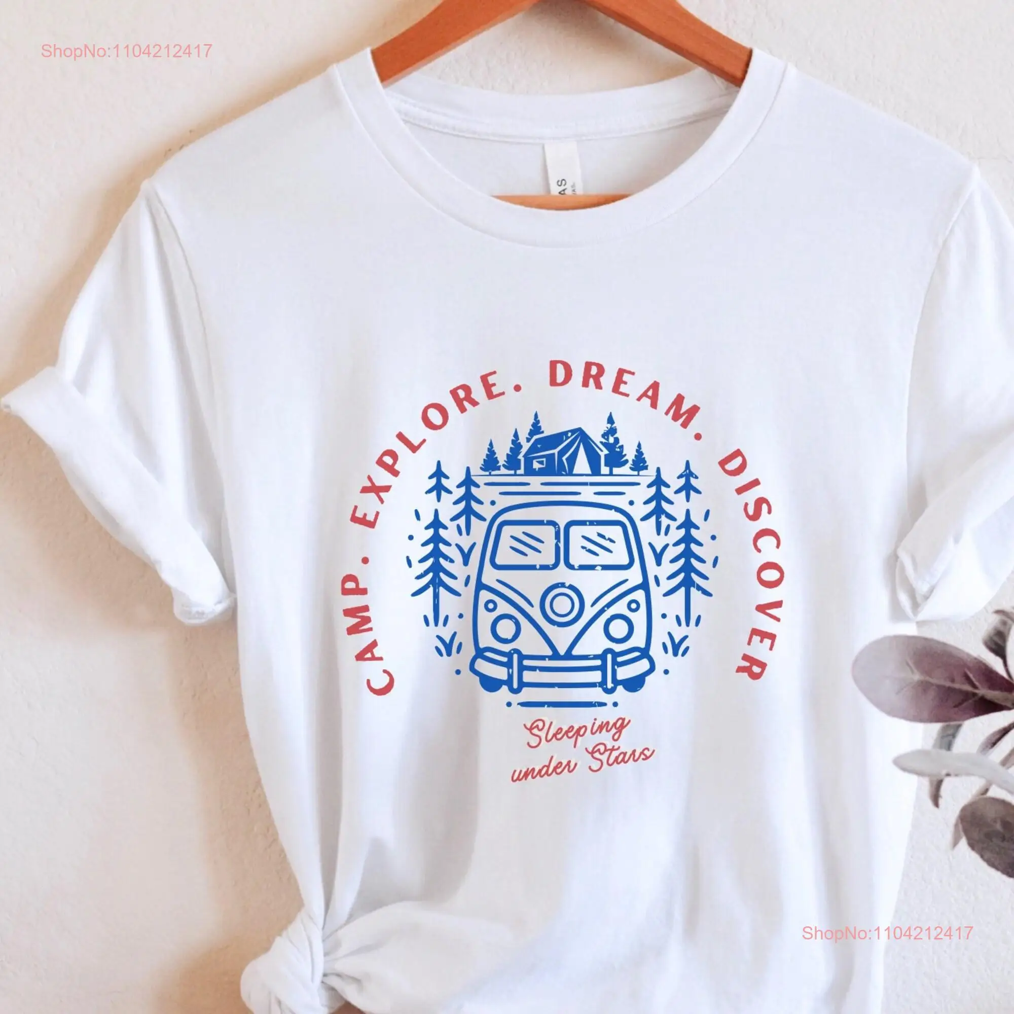 Camping T Shirt Camp Explore Dream Discover Outdoor Adventure Campfire Perfect for Nature Lovers  long or short sleeves