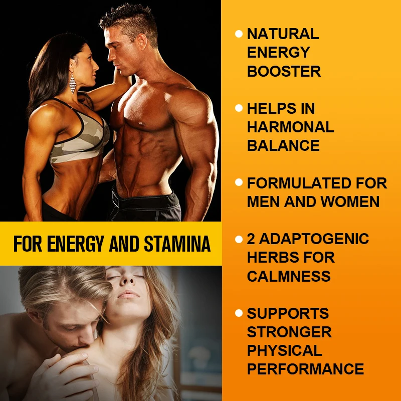 Organic Maca Root Capsules+ Korean Ginseng + Black + Red + Yellow Maca Root, Potent & Highly Pure