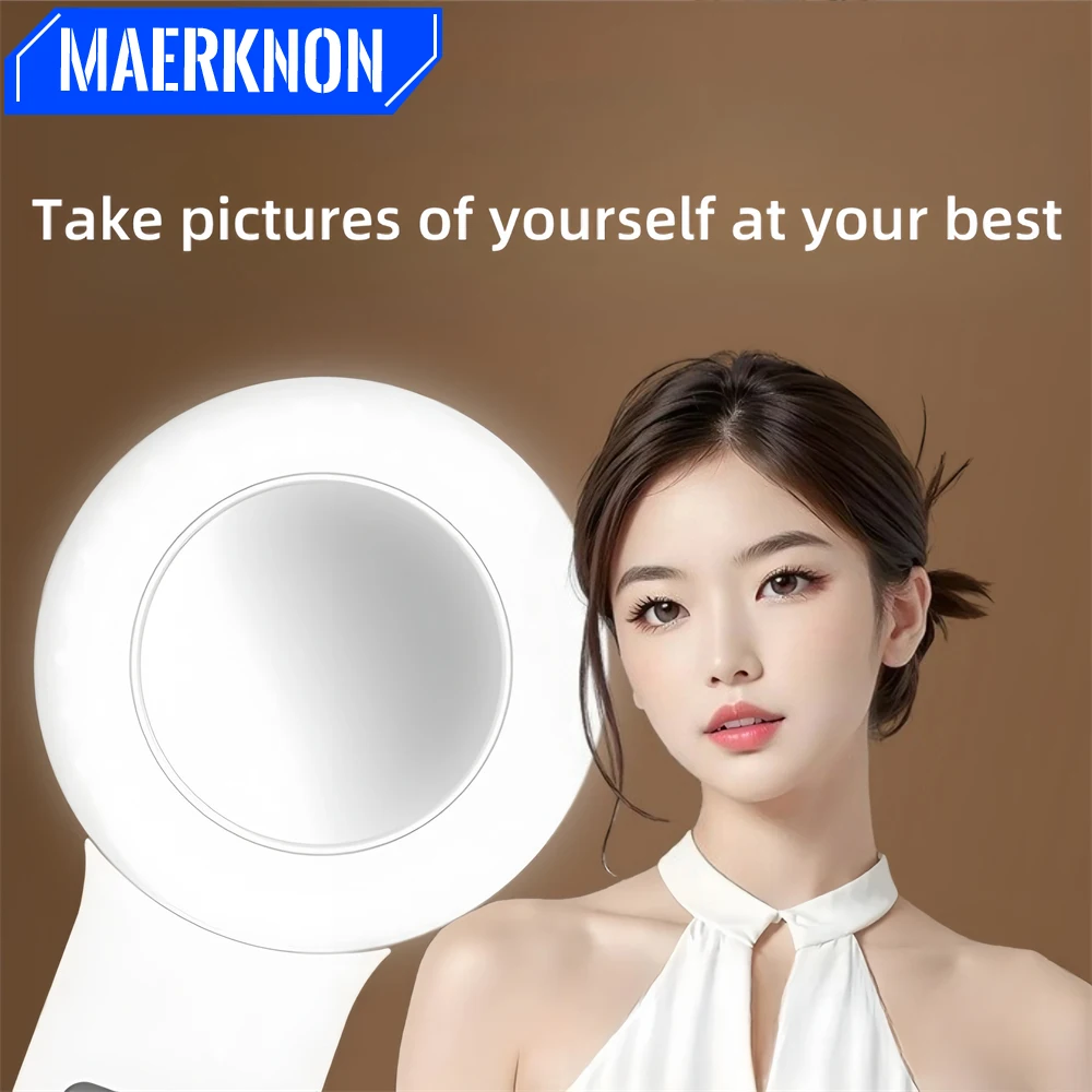 USB Charge LED Selfie Ring Light Universal Phone Lens Live Video Beauty Fill Light Photography Clip Ring Lamp With Convex Mirror