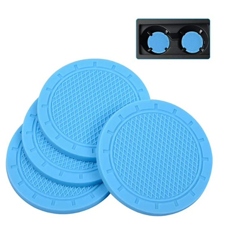 Car Coasters PVC Water Cup Anti Slip Mat Car Interior Universal Car Odorless Coasters Door Slot Anti Slip Mat