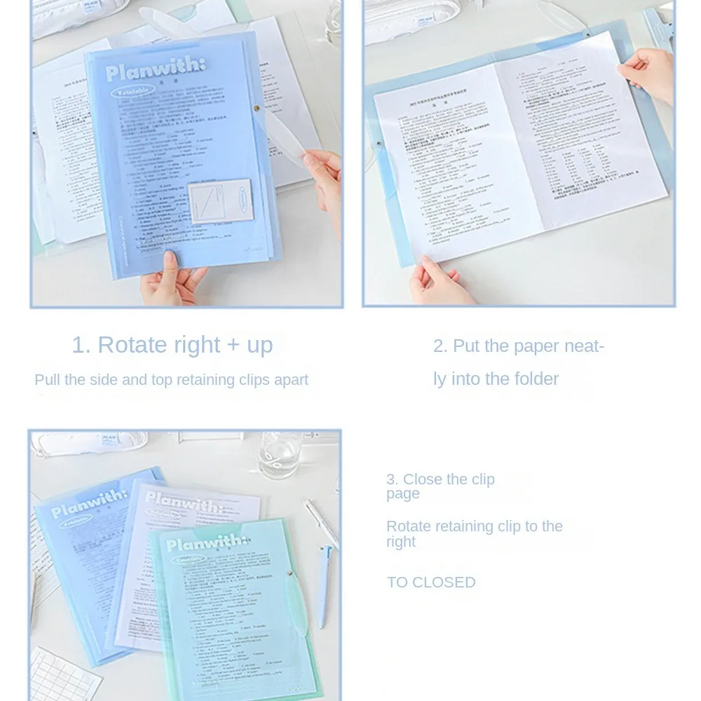 

3pcs New Transparent Rotating Folder A3 To A4 Test Paper Folder Test Paper Storage Book Portable Student Folders