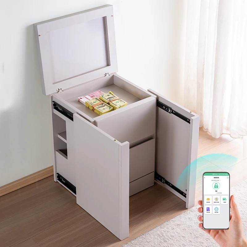Concealed bedside table Multifunctional hidden anti-theft large-capacity safe with lock storage cabinet