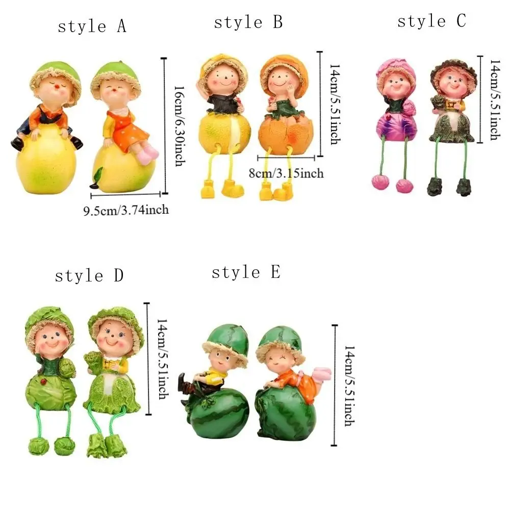 Creative Funny Fruit Doll Statues Resin Cartoon Vegetable Statues Handmade Decorative Garden Decor Figurines Kitchen Decor