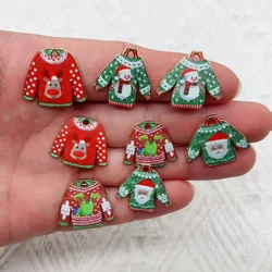 10pcs alloy Christmas sweaters jackets earrings charming funny cute shining reindeer snowman keychain diy pendant jewelry making