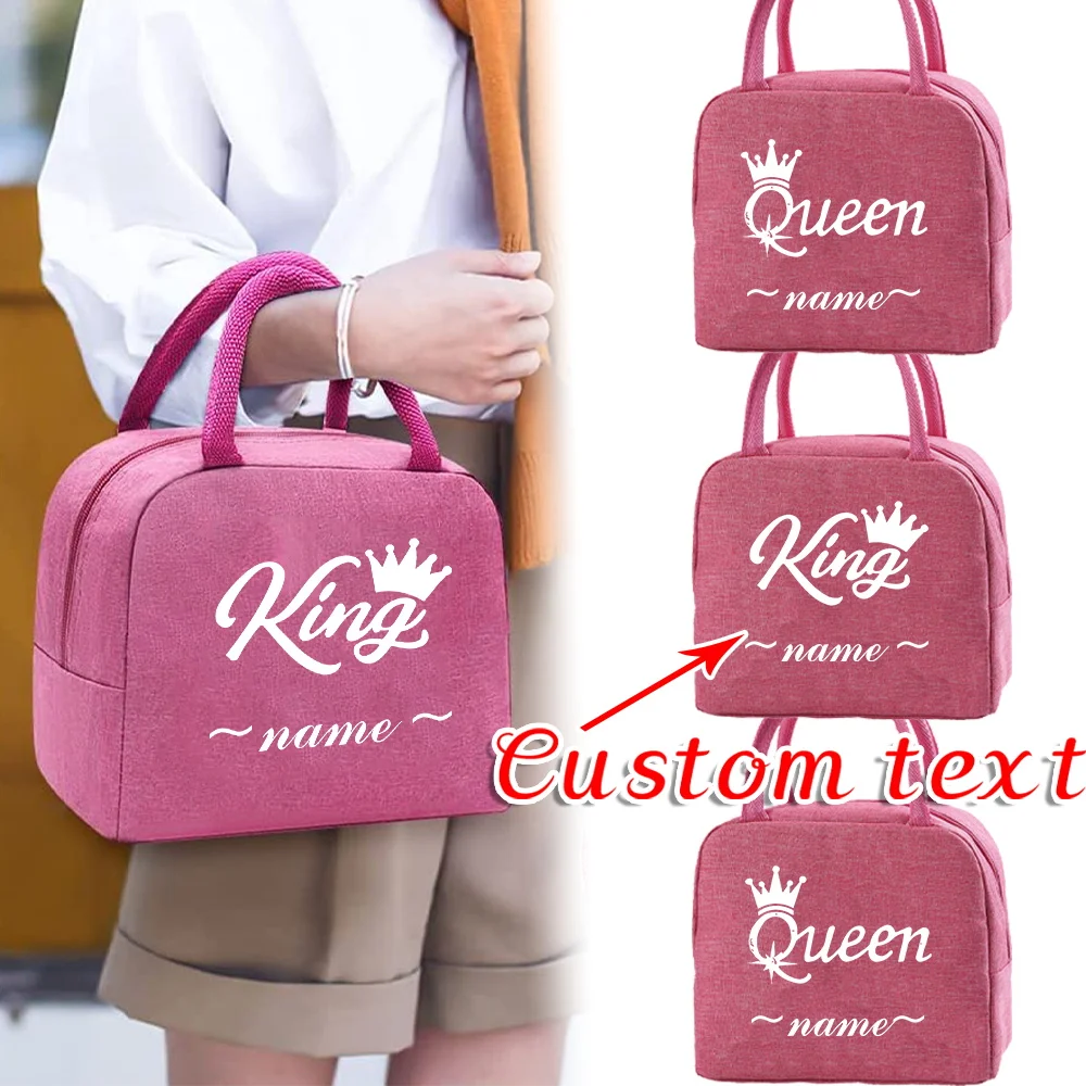 

Personalized Customization Name Student Lunch Pink Meal Bag Handbag Office Bento Bag Picnic Food Bag Fashionable Pattern