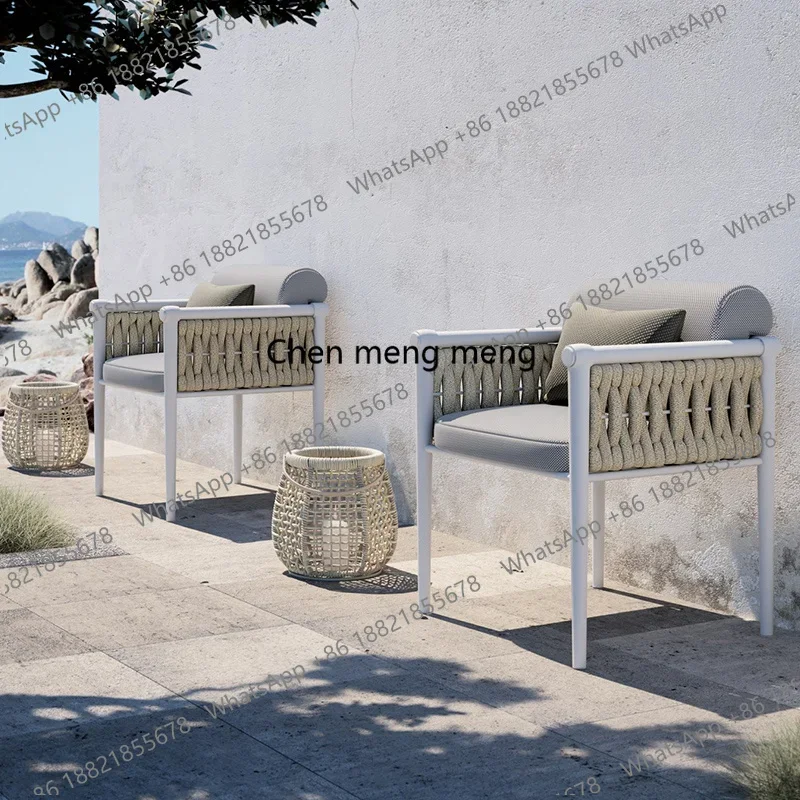 E182 Outdoor Wicker Villa Patio Balcony Rattan Chair Scandinavian Outdoor Terrace Leisure Woven Chair
