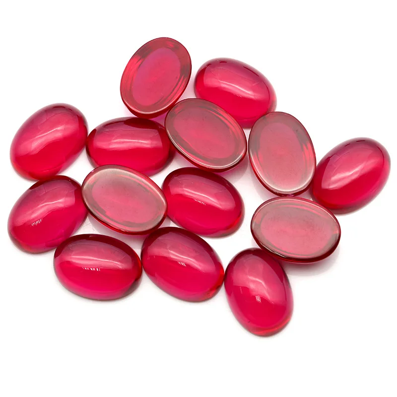 Pretty Ruby Oval Cabochon Smooth Polished Surface Egg Shape Large Blood-red Ruby Cabochon Flat Back For Jewelry Making