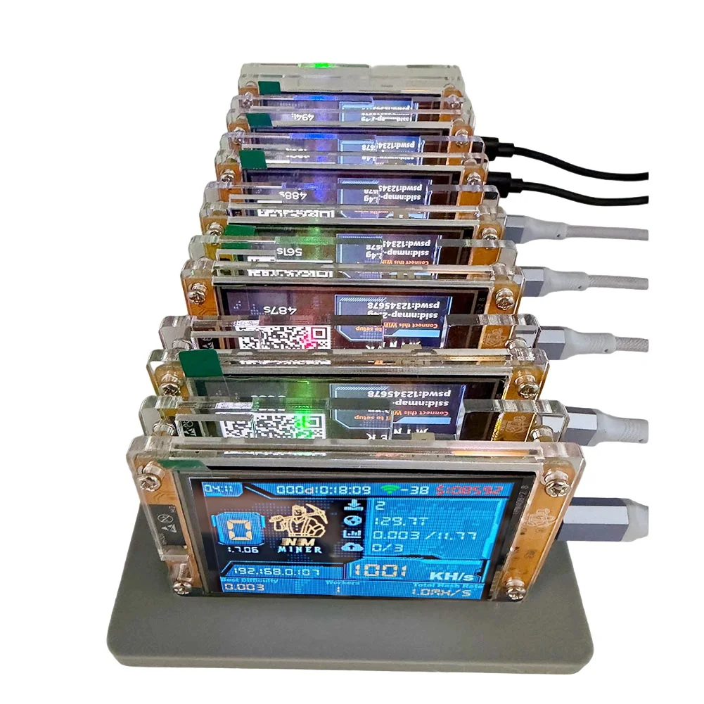 

Крипто-майнер Nerdminer 7X 1000KH/S с 7 слотами, улучшенная базовая конфигурация, 2,8-дюймовый смарт-дисплей, для домашнего соло-майнинга Bitcoin