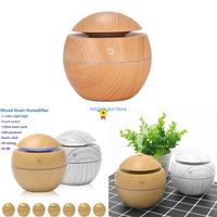 130ml USB Grain Round Essential Oil Diffuser Mini Ultrasonic Air Humidifier Maker with LED Light D57B