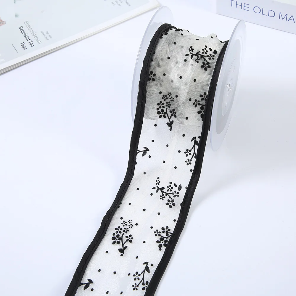 2 Meter Black White Lace Fabric Ribbon 7cm dentelle Snow Yarn Organza Diy Handmade Bow Material Hair Accessories Headwear race