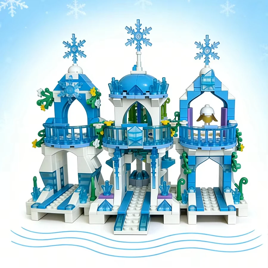504 PCS MOC Dreamy Ice Villa Snow Castle Building Blocks Set Toys, DIY Princess Scene Decor, Girl Toy Gift For Girls - view 4