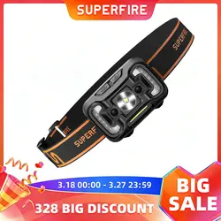 SUPERFIRE HL16 Portable Sensor LED Headlamp Rechargeable COB Headlight 5 Modes Fishing Outdoor Camping Fishing Waterproof Light