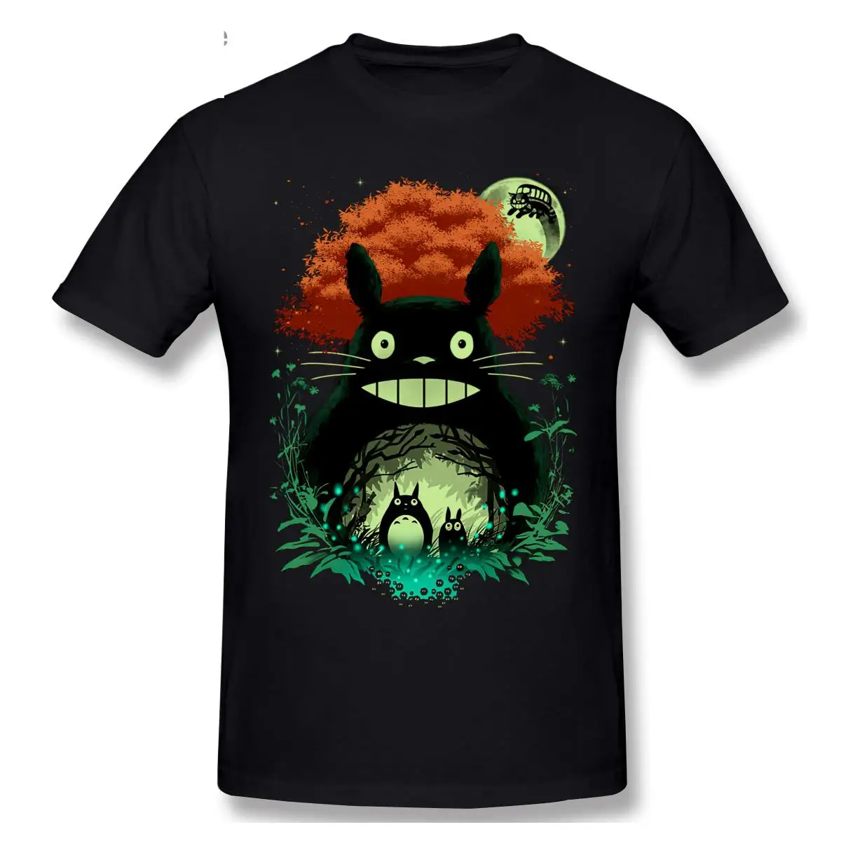 

Shadow Totoro Tshirt My Neighbour Miyazaki Hayao Anime Short Sleeve Casual T-shirt Men Fashion 100% Cotton TShirts Tee Top