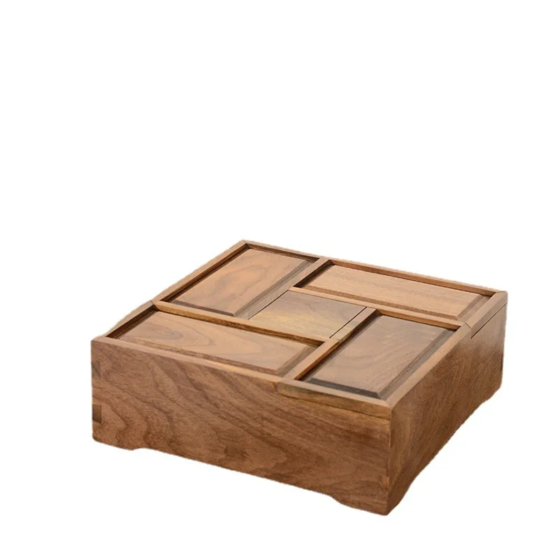 

Walnut wooden dried fruit box, sub-format desktop storage box, creative