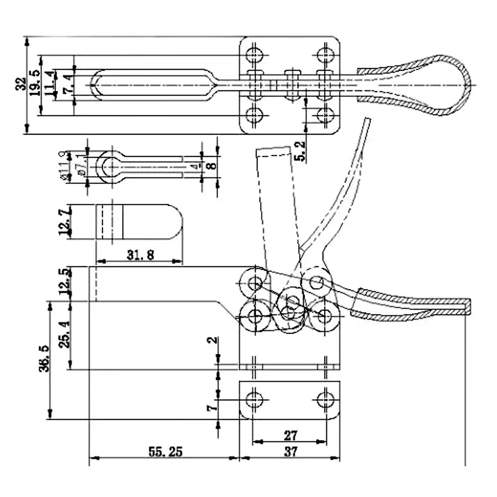 New Toggle Clamp 201B Horizontal Clamp Quick Release Machine Operation toggle carpentry push clamp Hand Tool joinery woodworking