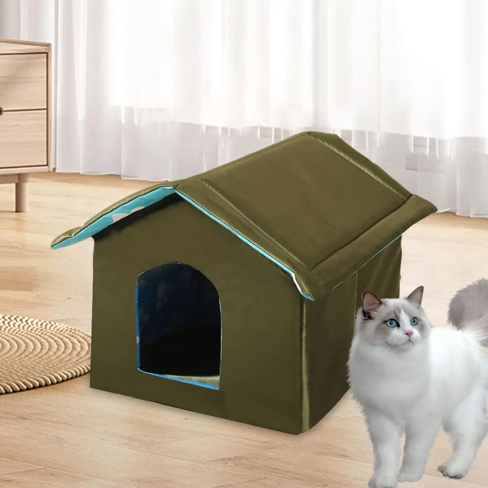 Stray Cats Shelter Weatherproof Kennel Bed Rainproof Tent Furniture Winter Warm Foldable Puppy Kitten Pet House Cat Bed Sleeping