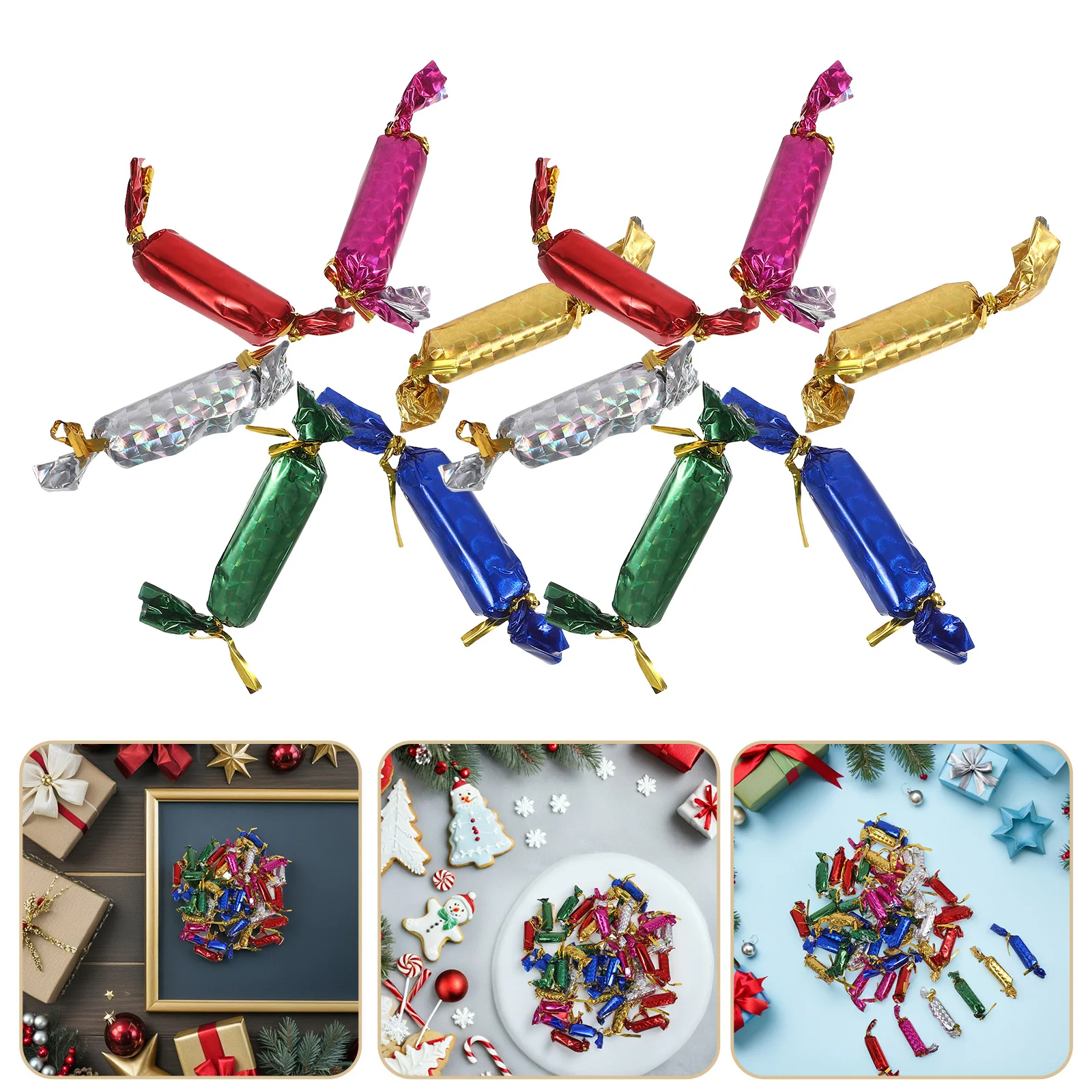 

48Pcs Christmas Tree Candy Hanging Decorations Plastic Foam Colorful String for Mini Tree Package Embellishments Crafts