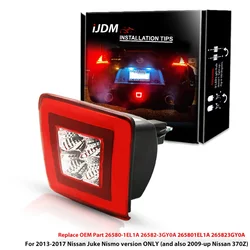 iJDM Car Rear Fog Light Assemblies For Nissan 370Z Juke NISMO Powered by Red LED as Brake/Rear Fog & White LED as Backup Reverse