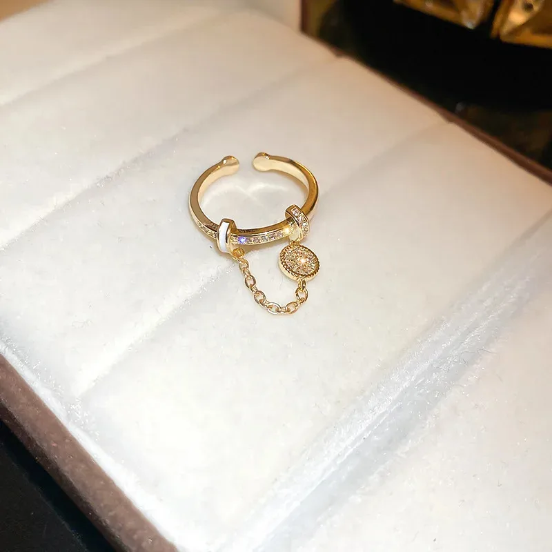 

Zircon Round Chain Adjustable Rings Luxury Fashion Party Gift for Women Ring