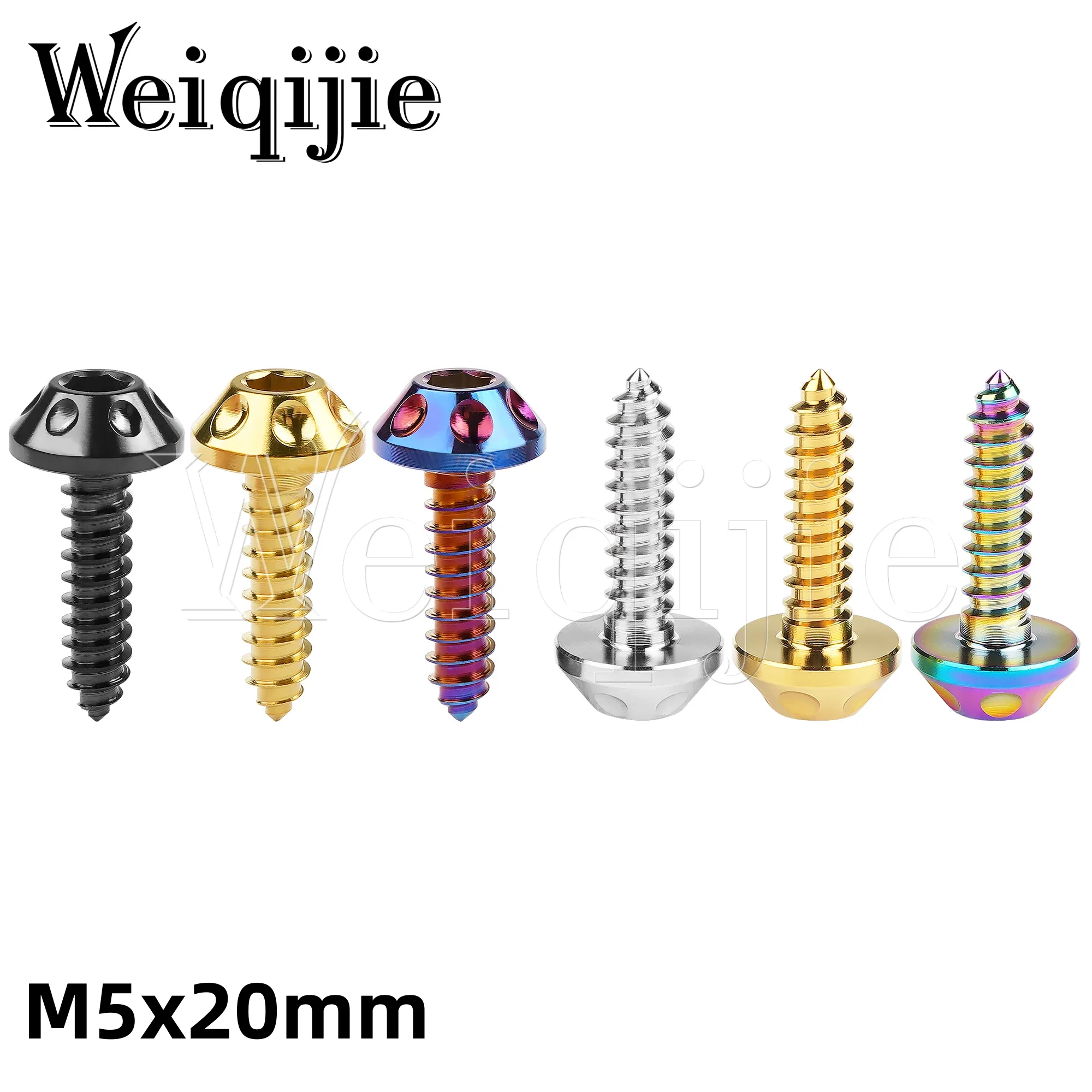 

Weiqijie Titanium Bolt M5x20MM Self-Tapping Button Hex Head Screws Bolt for Motorcycle Bike Car
