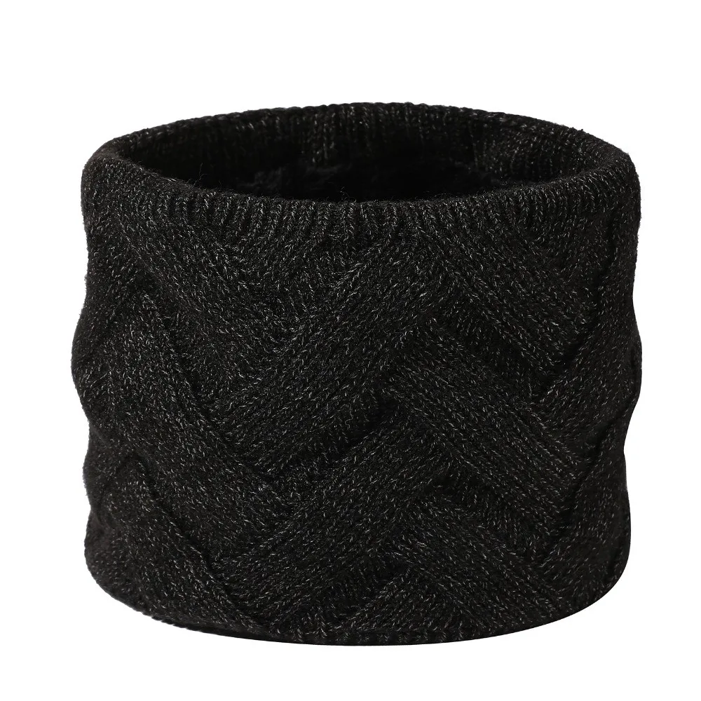 New Knitted Fabric Neck Warmer Fleece Lined Thickened Knit Snood Scarf Stretchy Pullover Winter Neck Scarf Men Women