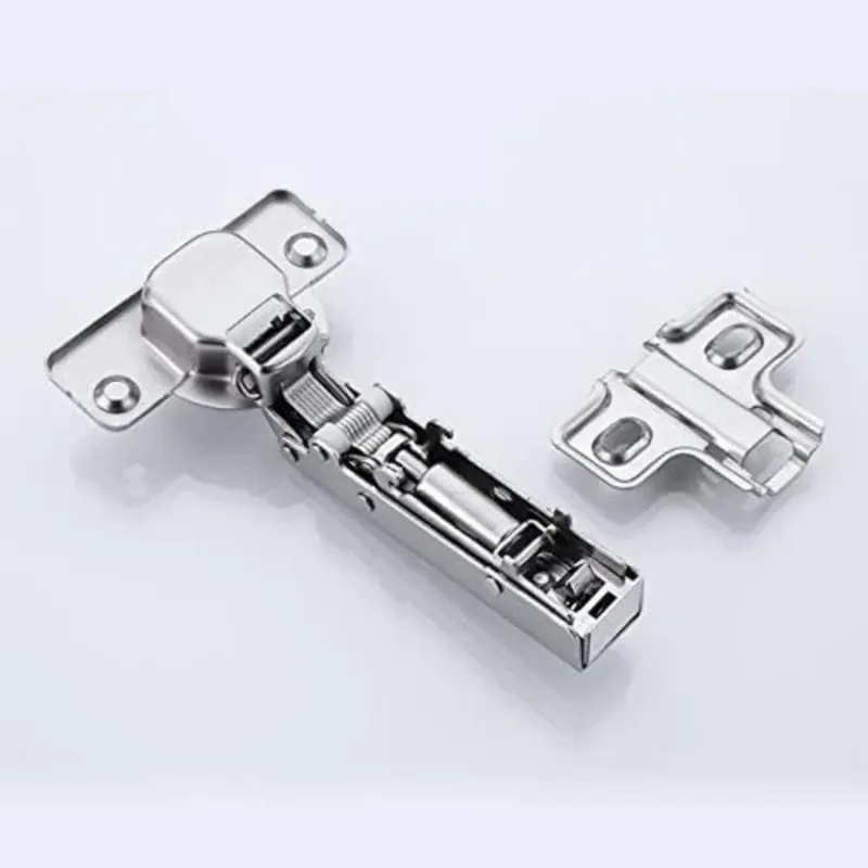 Bisagra de Puerta de Armario de Brazo Recto con Cobertura Total, Bisagra de Amortiguación Silenciosa con Ajuste Automático, Herraje para Muebles