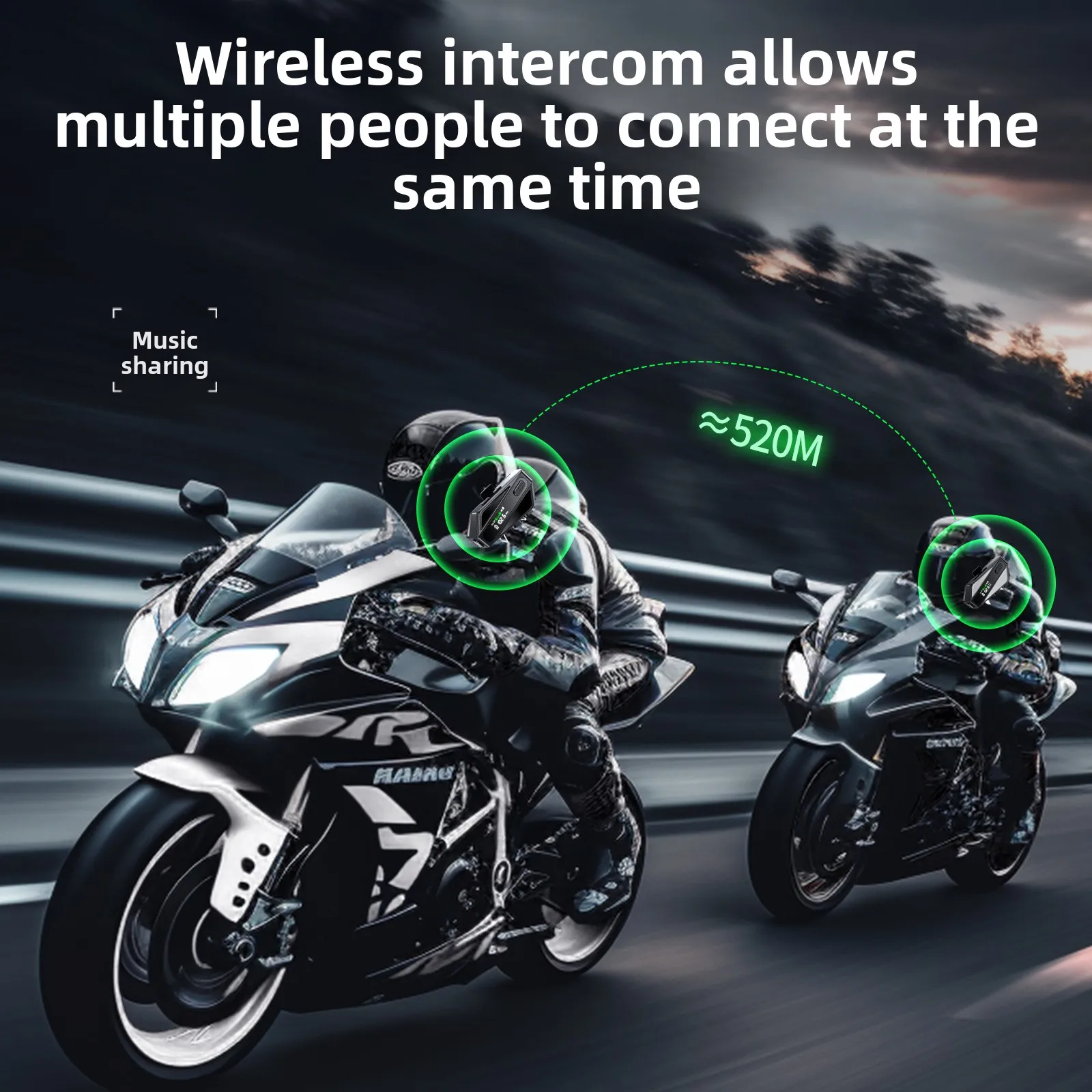 Headset helm Bluetooth baru dengan lampu LED, interkom, untuk helm sepeda motor