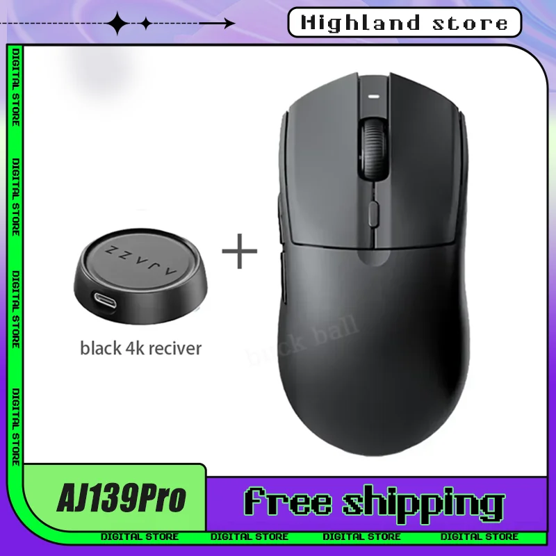 Ajazz AJ139Pro Gaming Mouse 4K 2Mode Wireless Mouse 2.4G USB 26000DPI PAW3395 Long Endurance Lightweight Gamer Low Latency Mice