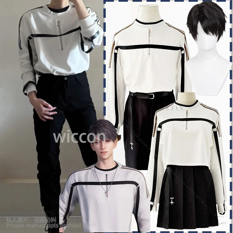 Игра Love And Deepspace Caleb, косплей Ся Ичжоу, униформа героини, костюм, белая толстовка с капюшоном, костюм бойфренда, парики, ожерелье по индивидуальному заказу Игра Love And Deepspace Caleb, косплей Ся Ичжоу, униформа героини, костюм, белая толстовка с капюшоном, костюм бойфренда, парики, ожерелье по индивидуальному заказу