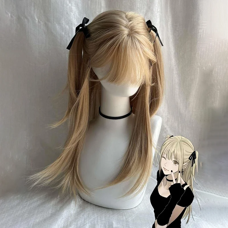 Death Note Anime Misamisa Wig Girls Cosplay High Temperature Silk Wig Soft and Smooth Easy To Maintain Naturally Fluffy