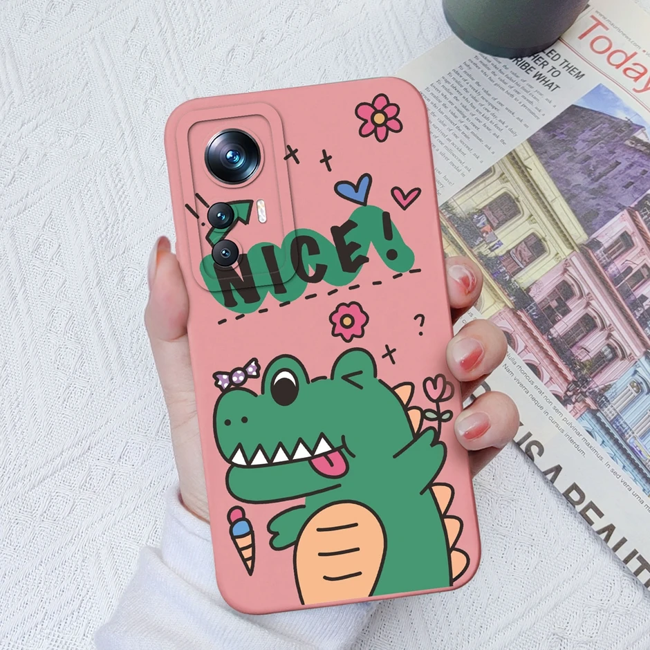 Case For Xiaomi 12 12X 12S Shockproof Liquid Silicone Back Cover For Xiaomi12 12 X 12 S Cute Dinosaur Cartoon New Design Shell