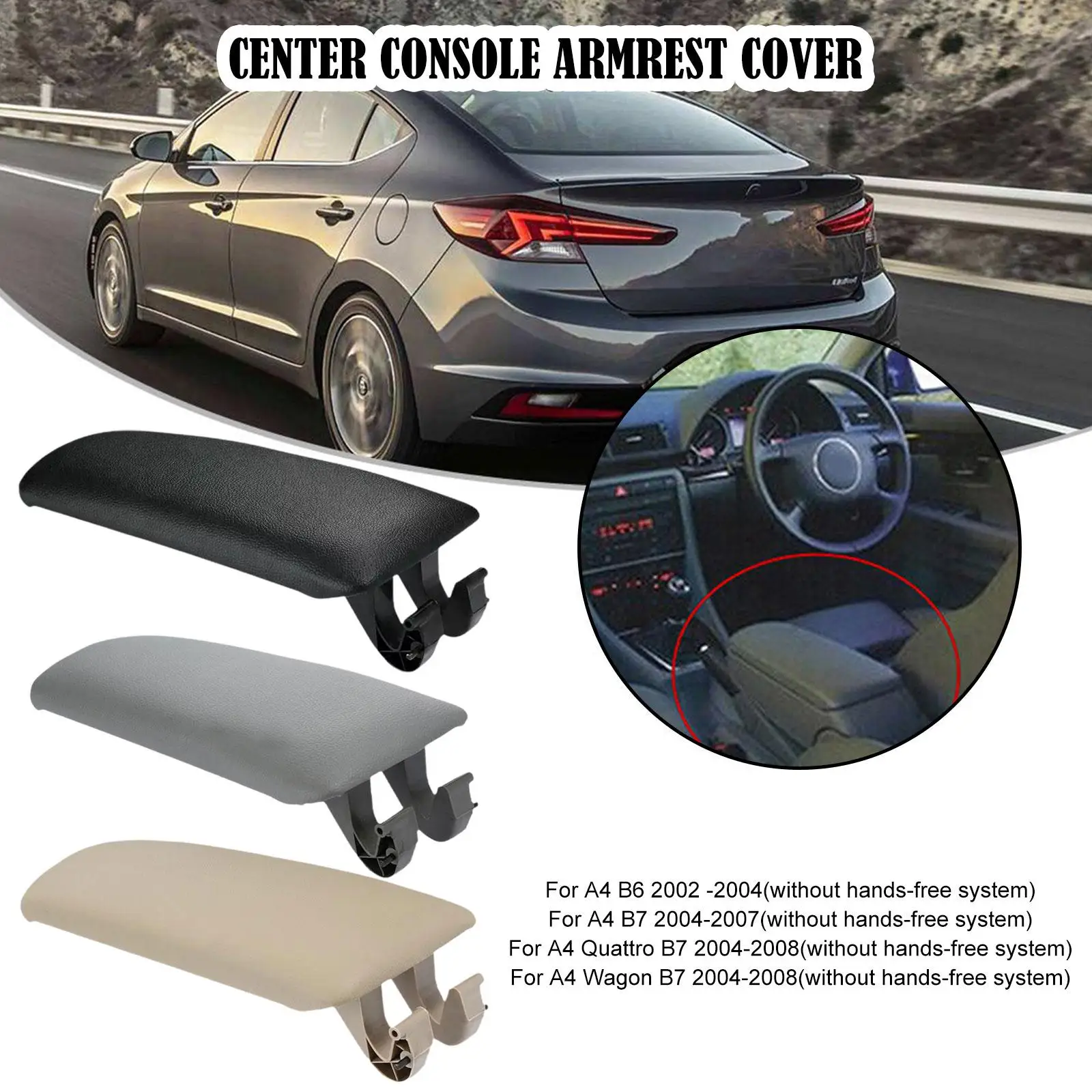 Armrest Lid Cover For Audi A4 Vehicles Compatible B7 2004-2008 B6 2002-2004 Arm Rest Center Console Storage Box Car Interior