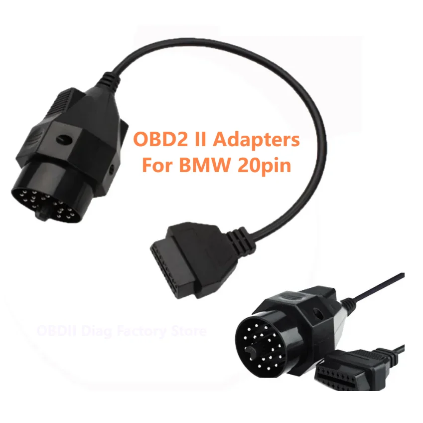 

OBD2 II Adapters OBD Diagnostic Connector For BMW 20pin to OBD2 16PIN Female Connector Connection Cable Round Plugs