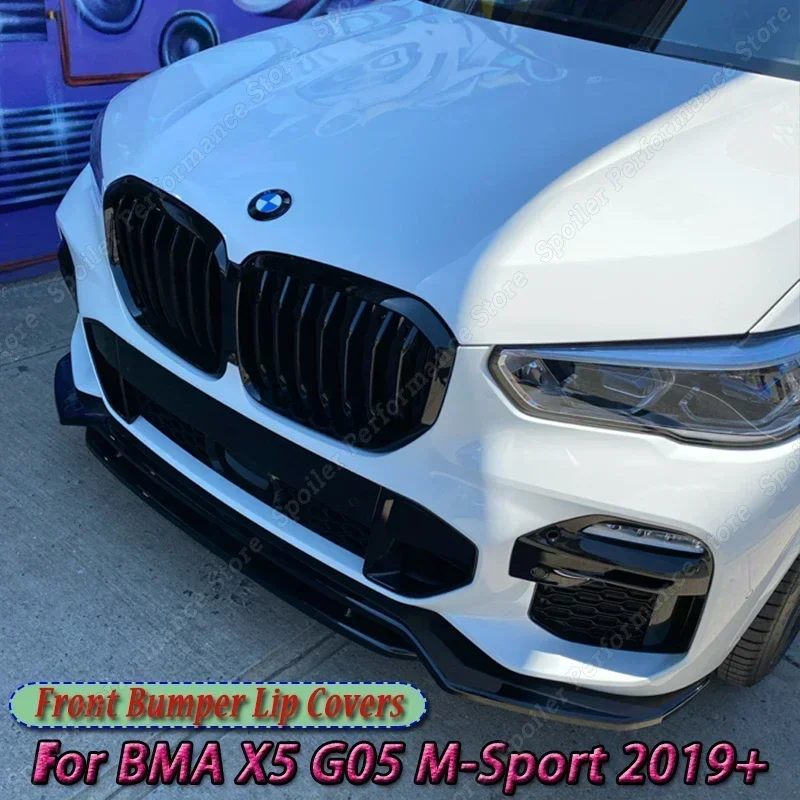 For BMW X5 G05 M Sport 2018-2022 3PCS Car Front Bumper Lip Car Front Bumper Splitter Lip Spoiler Diffuser Guard Protector Tuning