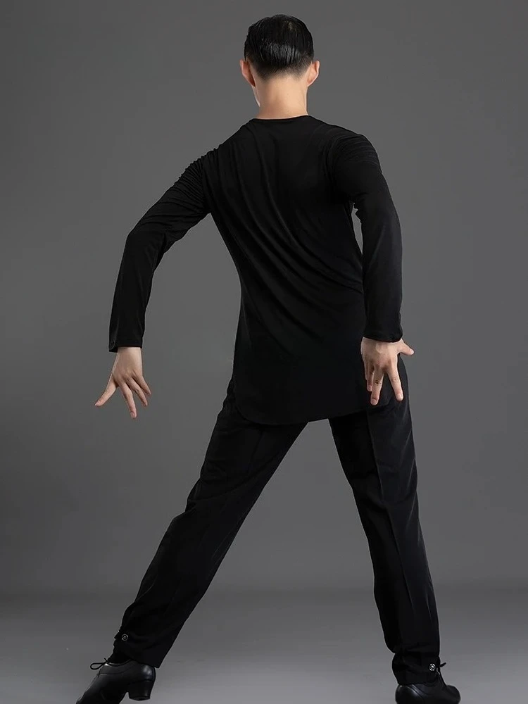 ผู้ชายมืออาชีพหลวมยาวแขนสั้นเสื้อชุดเต้นรําละตินการฝึกอบรมฤดูร้อนใหม่