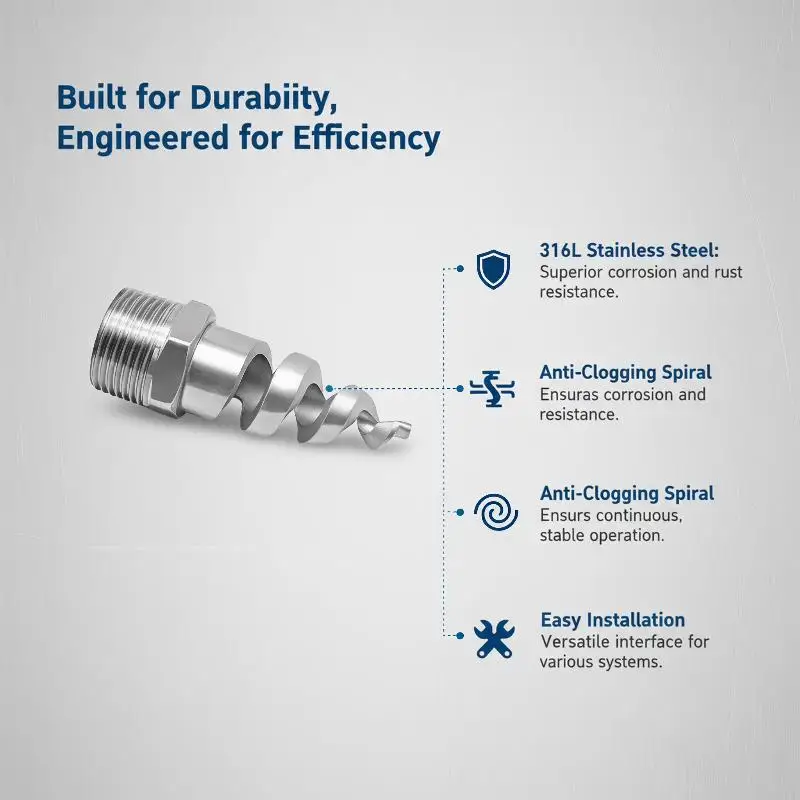 316L Male Thread Taper Atomizing Nozzle 1/4