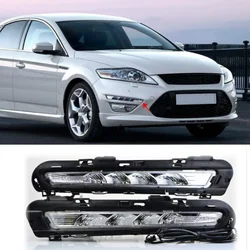 Car 1Pair For Ford Mondeo Fusion 2011 2012 2013 LED DRL Daytime Running Lights LED Daylight Fog light with yellow